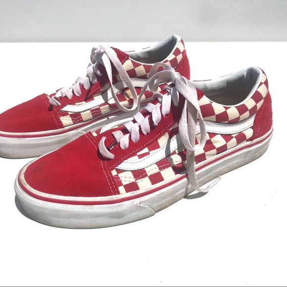 VANS SNEAKERS Red checked sneakers 9 w 8..5 skool - Picture 1 of 6